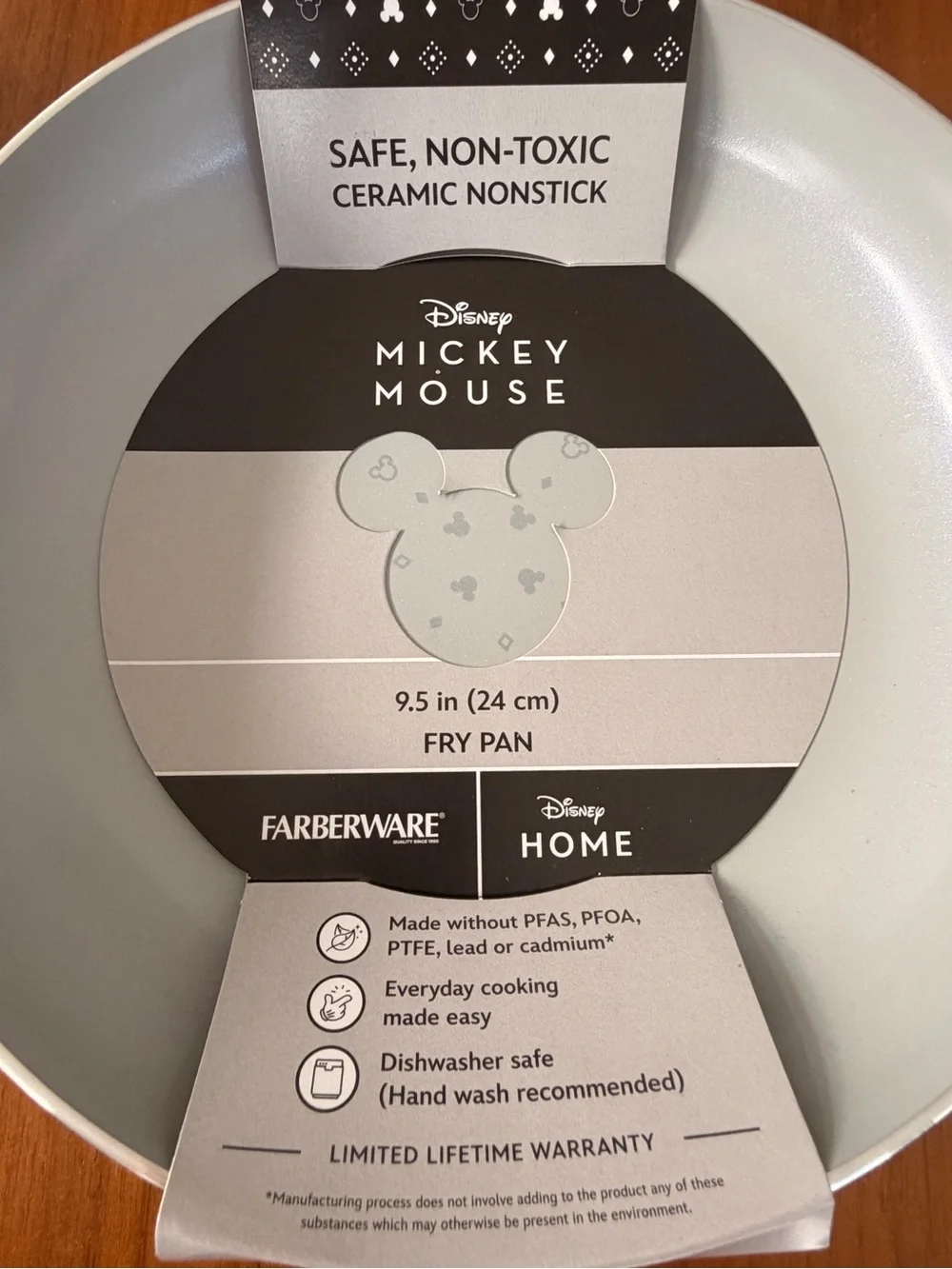 Disney Mickey Mouse black and gray Ceramic Nonstick Fry Pan set of 2 faberware